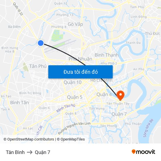 Tân Bình to Quận 7 map