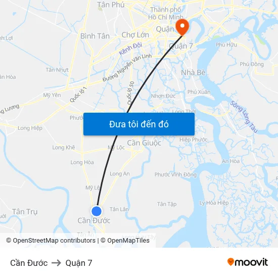 Cần Đước to Quận 7 map