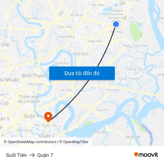 Suối Tiên to Quận 7 map