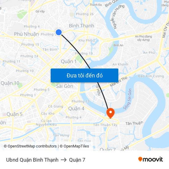 Ubnd Quận Bình Thạnh to Quận 7 map