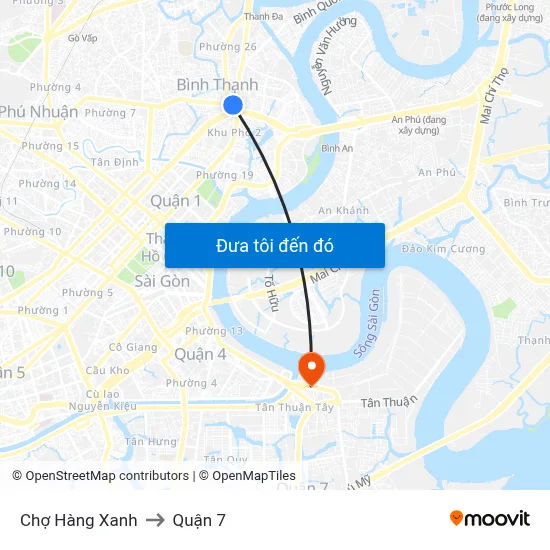 Chợ Hàng Xanh to Quận 7 map