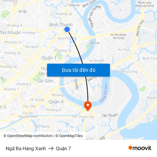 Ngã Ba Hàng Xanh to Quận 7 map