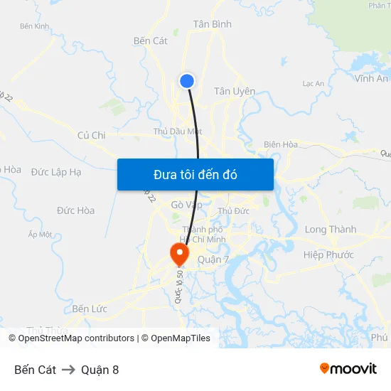 Bến Cát to Quận 8 map
