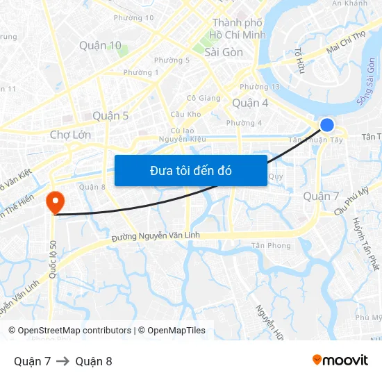 Quận 7 to Quận 8 map