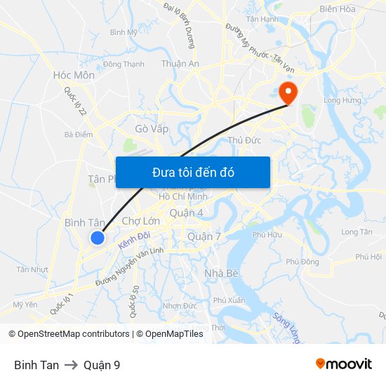 Binh Tan to Quận 9 map