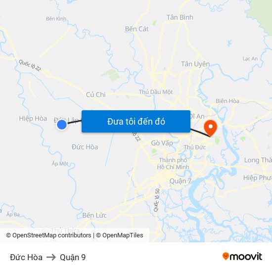 Đức Hòa to Quận 9 map