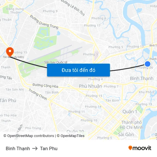 Bình Thạnh to Tan Phu map