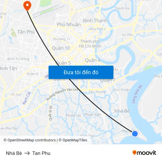 Nhà Bè to Tan Phu map