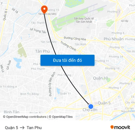 Quận 5 to Tan Phu map