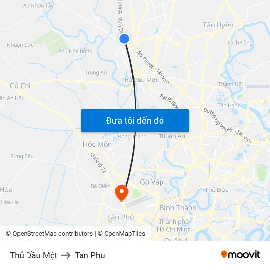 Thủ Dầu Một to Tan Phu map