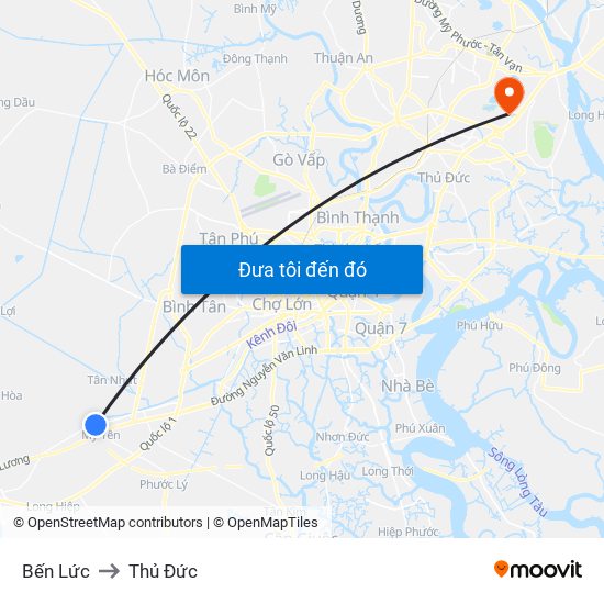 Bến Lức to Thủ Đức map