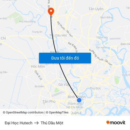 Đại Học Hutech to Thủ Dầu Một map