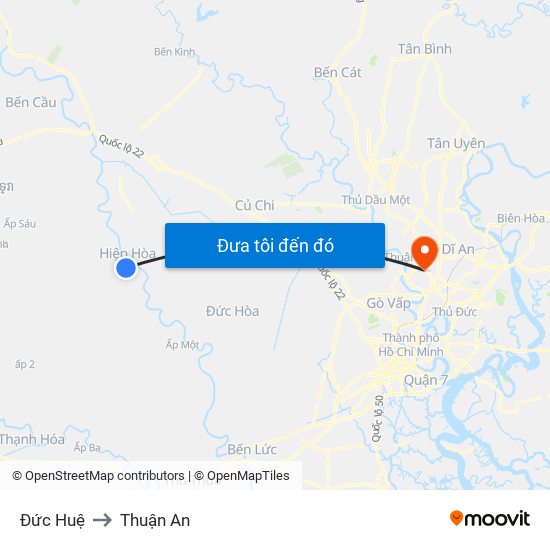 Đức Huệ to Thuận An map