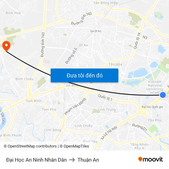 Đại Học An Ninh Nhân Dân to Thuận An map