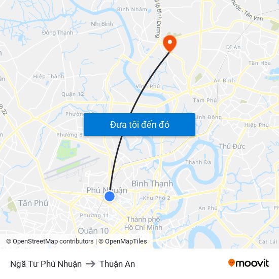 Ngã Tư Phú Nhuận to Thuận An map