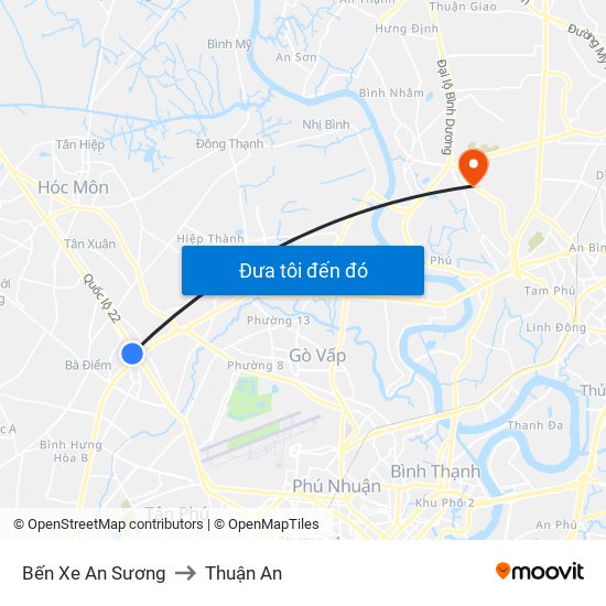 Bến Xe An Sương to Thuận An map