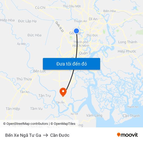 Bến Xe Ngã Tư Ga to Cần Đước map