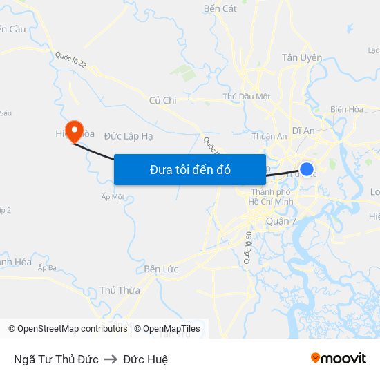 Ngã Tư Thủ Đức to Đức Huệ map