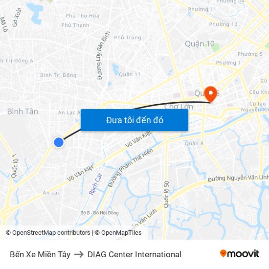 Bến Xe Miền Tây to DIAG Center International map