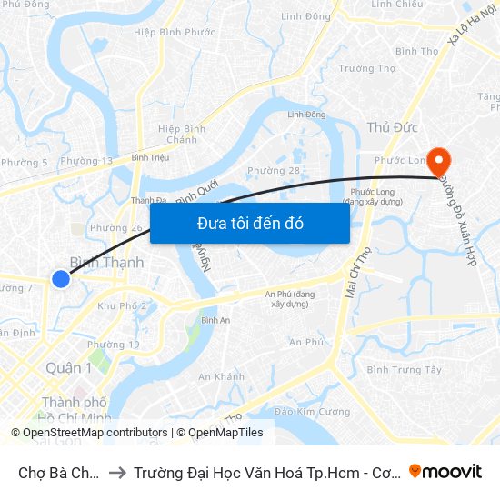 Chợ Bà Chiểu to Trường Đại Học Văn Hoá Tp.Hcm - Cơ Sở 2 map