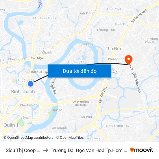 Siêu Thị Coop Mart to Trường Đại Học Văn Hoá Tp.Hcm - Cơ Sở 2 map