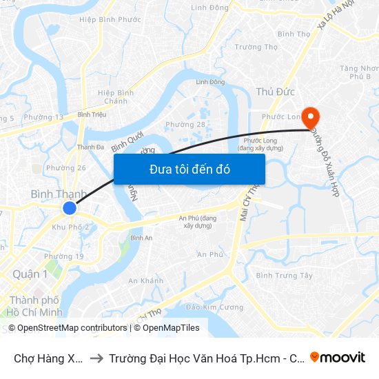 Chợ Hàng Xanh to Trường Đại Học Văn Hoá Tp.Hcm - Cơ Sở 2 map