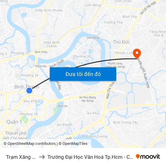 Trạm Xăng Dầu to Trường Đại Học Văn Hoá Tp.Hcm - Cơ Sở 2 map