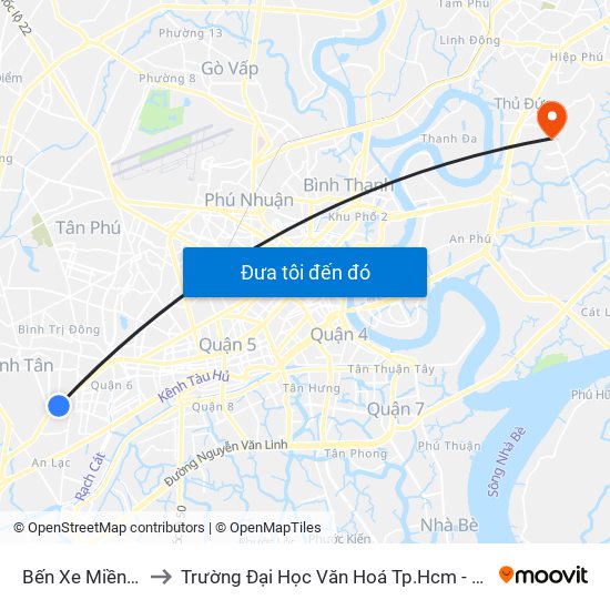 Bến Xe Miền Tây to Trường Đại Học Văn Hoá Tp.Hcm - Cơ Sở 2 map
