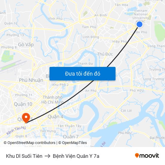 Khu Dl Suối Tiên to Bệnh Viện Quân Y 7a map