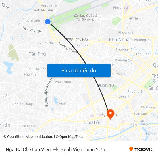 Ngã Ba Chế Lan Viên to Bệnh Viện Quân Y 7a map