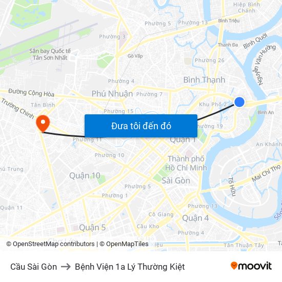Cầu Sài Gòn to Bệnh Viện 1a Lý Thường Kiệt map