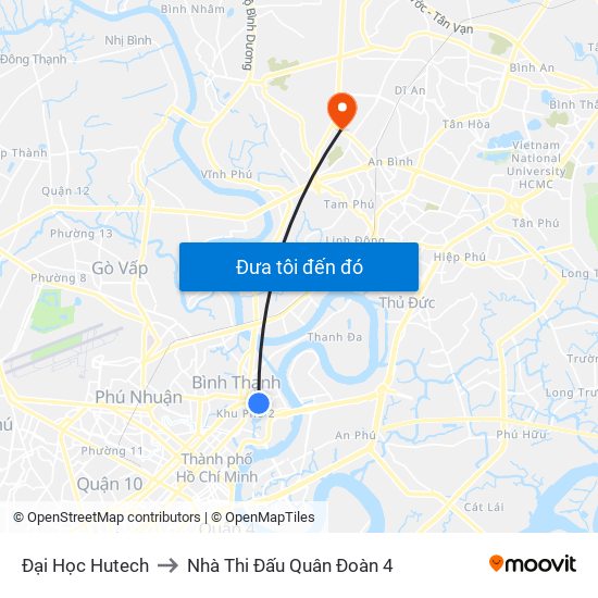 Đại Học Hutech to Nhà Thi Đấu Quân Đoàn 4 map