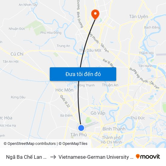 Ngã Ba Chế Lan Viên to Vietnamese-German University (Vgu) map