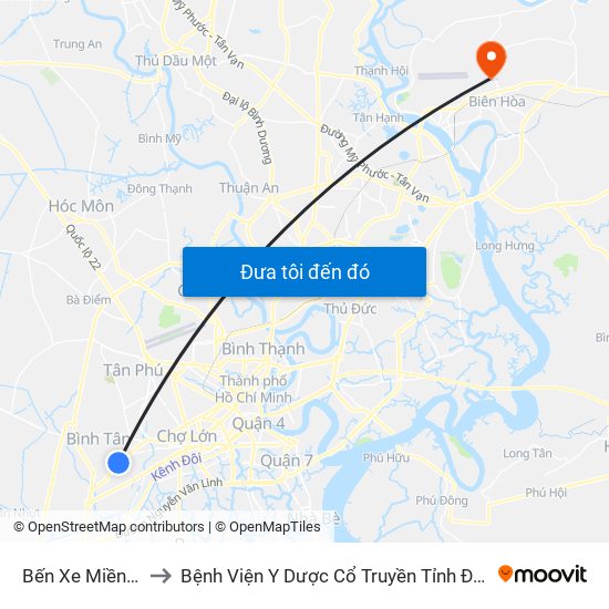 Bến Xe Miền Tây to Bệnh Viện Y Dược Cổ Truyền Tỉnh Đồng Nai map