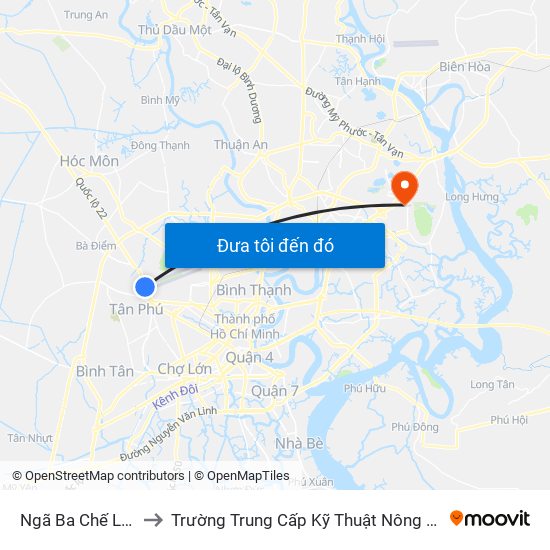 Ngã Ba Chế Lan Viên to Trường Trung Cấp Kỹ Thuật Nông Nghiệp Tphcm map