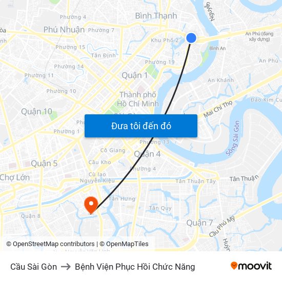 Cầu Sài Gòn to Bệnh Viện Phục Hồi Chức Năng map