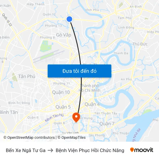 Bến Xe Ngã Tư Ga to Bệnh Viện Phục Hồi Chức Năng map
