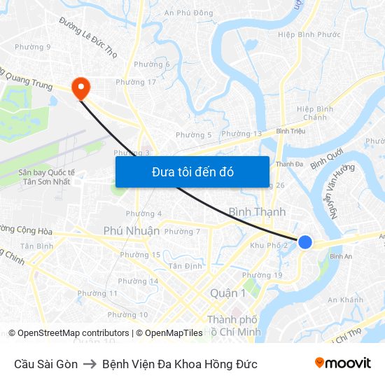 Cầu Sài Gòn to Bệnh Viện Đa Khoa Hồng Đức map