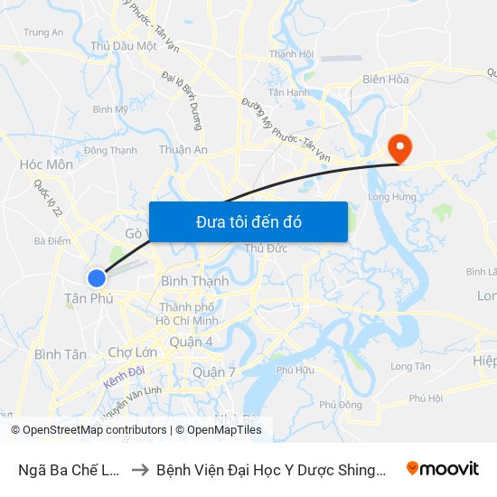 Ngã Ba Chế Lan Viên to Bệnh Viện Đại Học Y Dược Shingmark Đồng Nai map