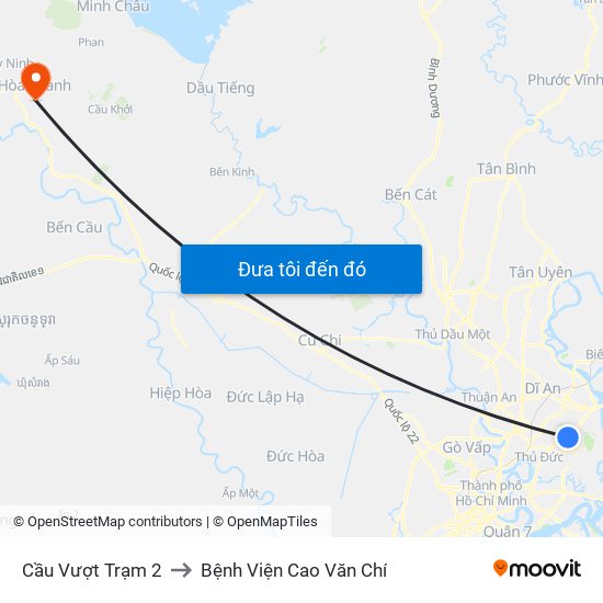 Cầu Vượt Trạm 2 to Bệnh Viện Cao Văn Chí map