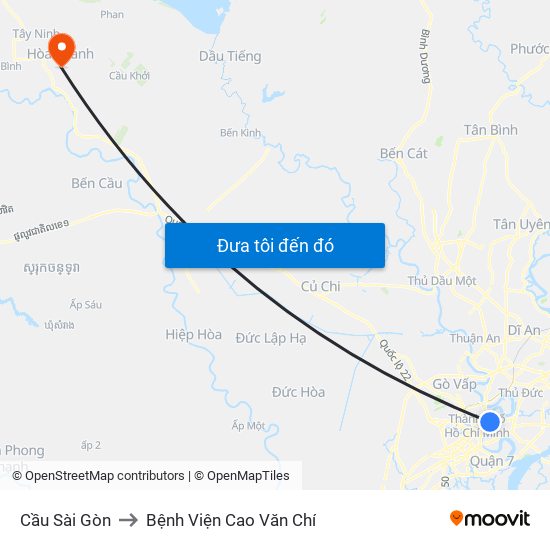 Cầu Sài Gòn to Bệnh Viện Cao Văn Chí map
