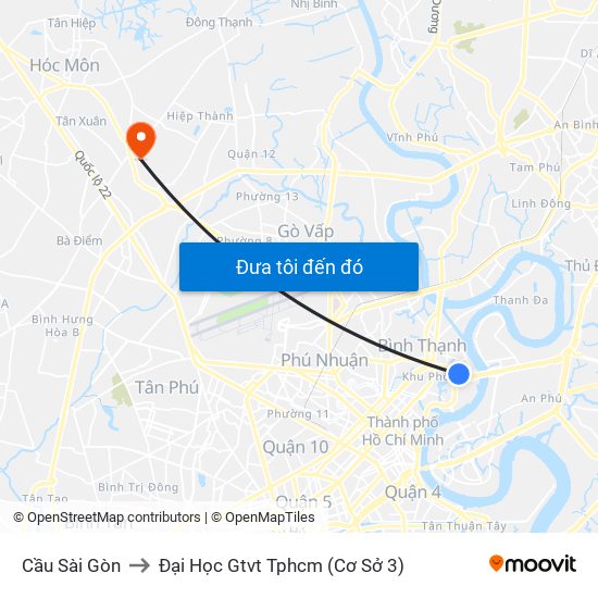 Cầu Sài Gòn to Đại Học Gtvt Tphcm (Cơ Sở 3) map