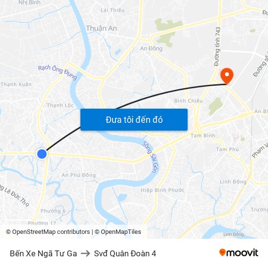 Bến Xe Ngã Tư Ga to Svđ Quân Đoàn 4 map