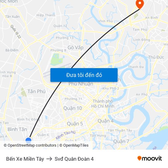 Bến Xe Miền Tây to Svđ Quân Đoàn 4 map