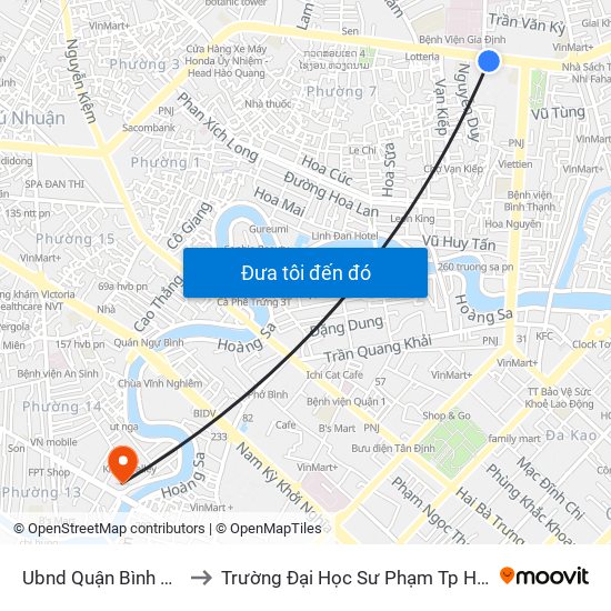Ubnd Quận Bình Thạnh to Trường Đại Học Sư Phạm Tp Hcm Cs2 map