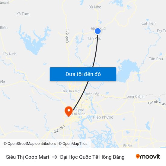 Siêu Thị Coop Mart to Đại Học Quốc Tế Hồng Bàng map