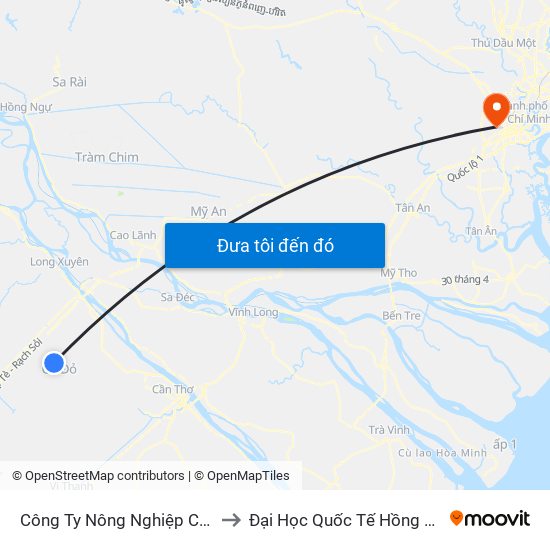 Công Ty Nông Nghiệp Cờ Đỏ to Đại Học Quốc Tế Hồng Bàng map