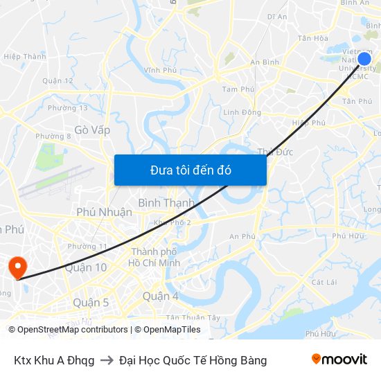 Ktx Khu A Đhqg to Đại Học Quốc Tế Hồng Bàng map