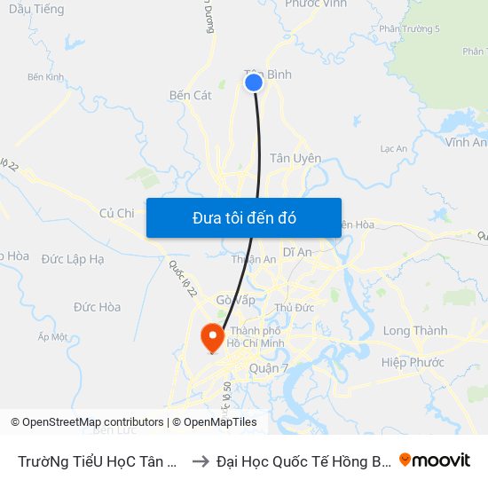 TrườNg TiểU HọC Tân BìNh to Đại Học Quốc Tế Hồng Bàng map