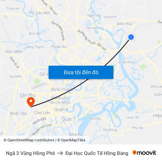 Ngã 3 Vũng Hồng Phô to Đại Học Quốc Tế Hồng Bàng map